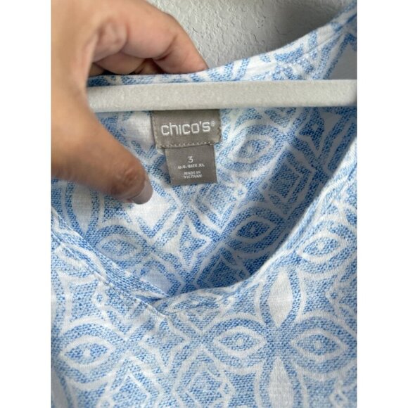 Chico’s Women’s Size 3 XL Geo Top Shirt Tee Short Sleeve V-Neck Cotton Modal - Picture 4 of 8